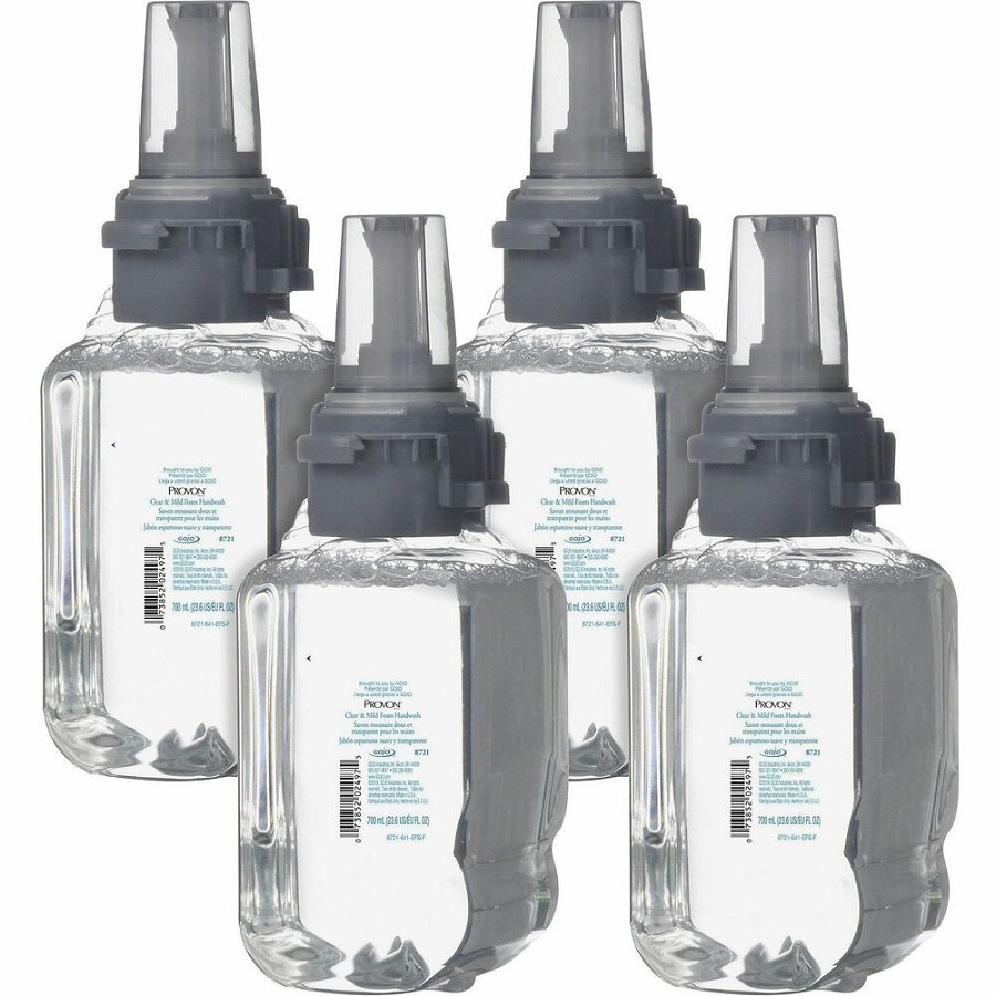 Provon ADX-7 Clear & Mild Foam Handwash - Fragrance-free Scent - 23.67 fl oz - Pump Bottle Dispenser - Kill Germs - Hand - Moisturizing - Clear - Rich Lather, Dye-free, Bio-based - 4 / Carton 