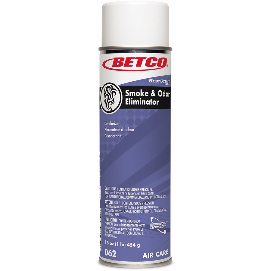 Betco BestScent Smoke/Odor Eliminator Aerosol - Aerosol - 500 Sq. ft. - 16 fl oz (0.5 quart) - Spring & Renewal - 12 / Carton 