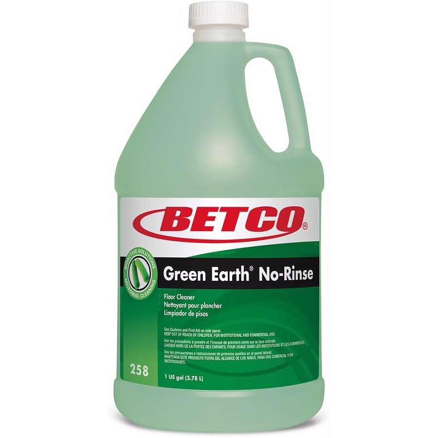 Betco BioActive Solutions No-Rinse Floor Cleaner - Ready-To-Use - 144.80 oz (9.05 lb) - Rain Fresh Scent - Rinse-free, Non-pathogenic, Antibacterial - Light Green, Green - 4 / Carton 