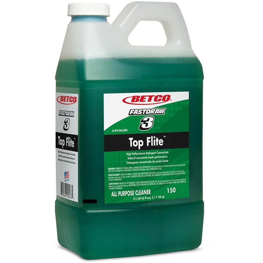 Betco Top Flite FastDraw 3 All-Purpose Cleaner - Concentrate - 67.60 oz (4.22 lb) - Fresh Scent - Dirt Resistant, Grime Resistant, Fire Resistant - Green - 4 / Carton 