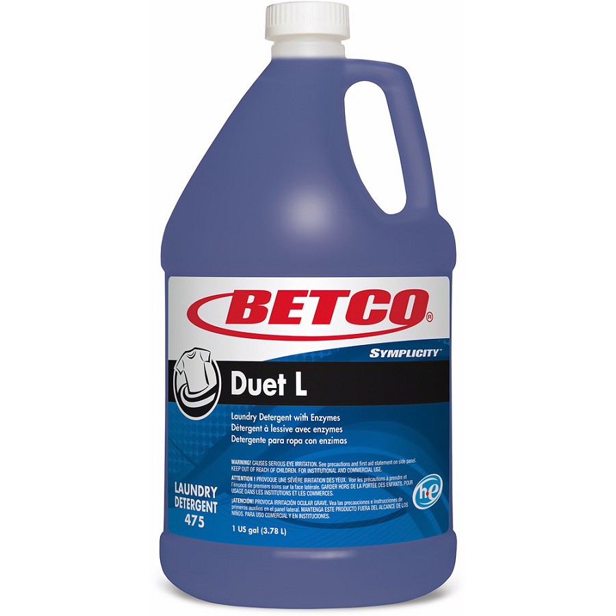 Betco Symplicity Duet L Laundry Detergent - Ready-To-Use - 142.92 oz (8.93 lb) - Fresh Scent - Washable, Temperature Resistant, Color Safe, Low VOC, Phosphorous-free, NPE-free, APE-free, EDTA-free, Stain Resistant, Water Spot Resistant - Blue - 4 / Carton 
