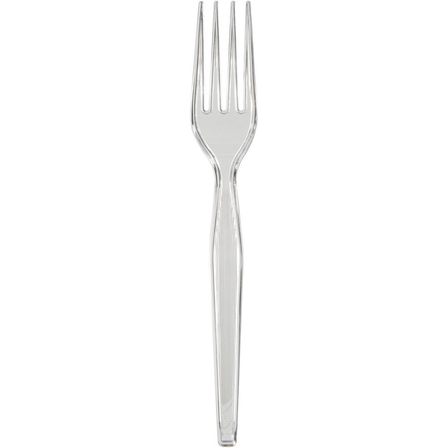 Dixie Heavyweight Plastic Cutlery - Fork - 1 x Fork - Breakroom - Disposable - Clear - 1000 / Carton 