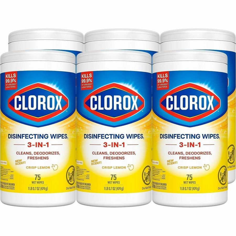 Clorox Disinfecting Cleaning Wipes Value Pack - Bleach-free - For Multi Surface, Multipurpose - Ready-To-Use - Wipe - Crisp Lemon Scent - Recommended For: Grease Remover, Soap Scum Remover, Grime Remover, Germs Remover, Bacteria Remover, Pet Dander Remove 