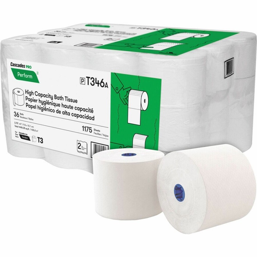 Cascades PRO Perform Tandem Bathroom Tissue - 2 Ply - 1175 Sheets/Roll - 1 3/16' Core - White - 36 Rolls Per Container - 36 / Carton 