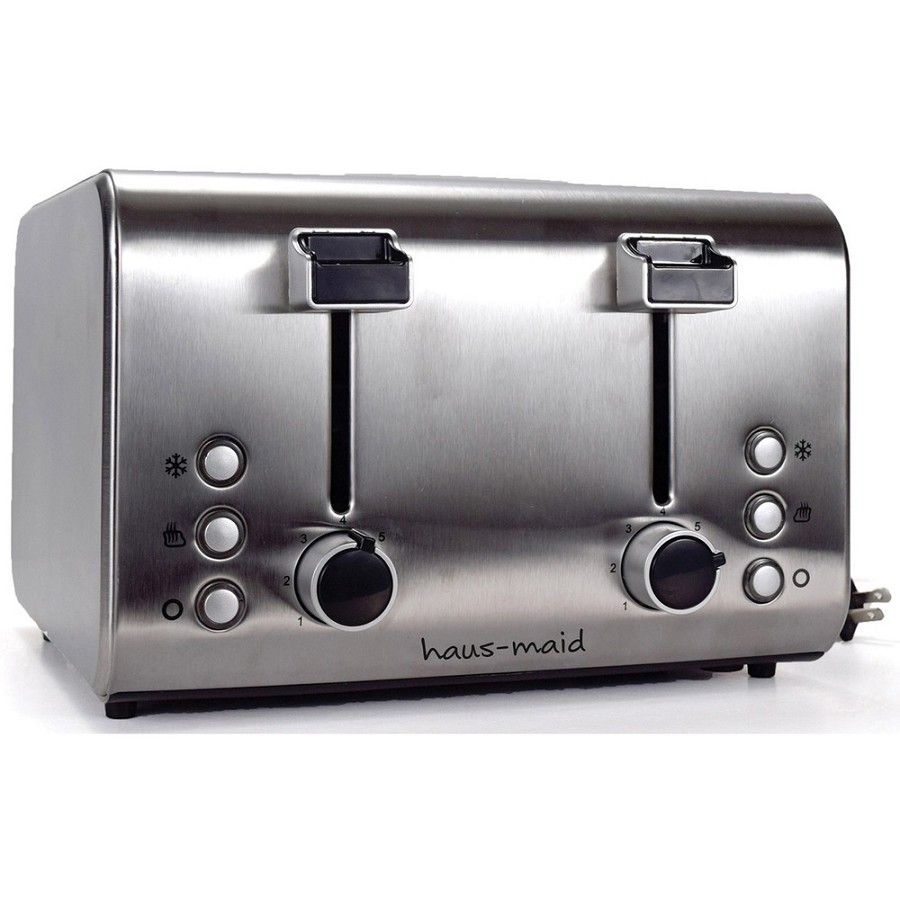 HAUS-MAID 4-Slice Toaster - Toast, Reheat, Defrost - Gray 