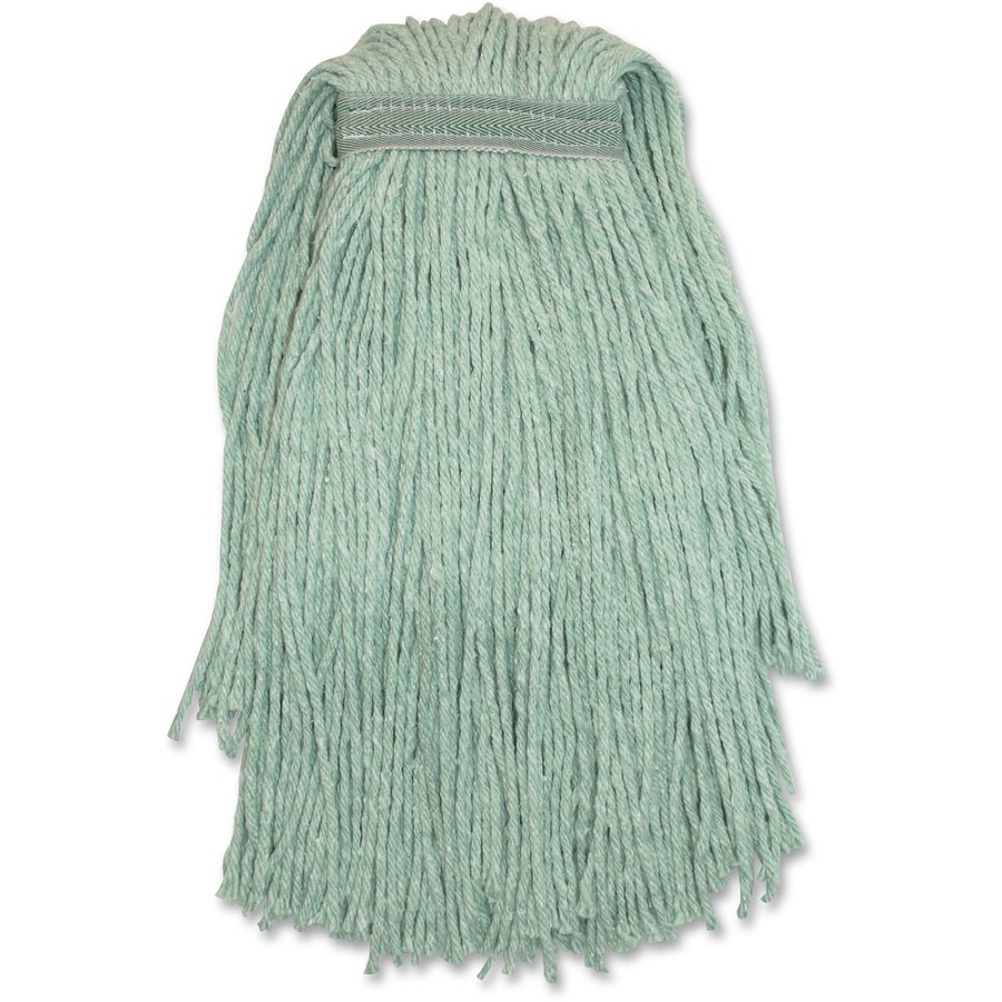 Genuine Joe Blended Yarn Mophead - #20 - Stain Resistant, Durable, Narrow Headband, Cut Ends - Yarn - Green - 1 Each 