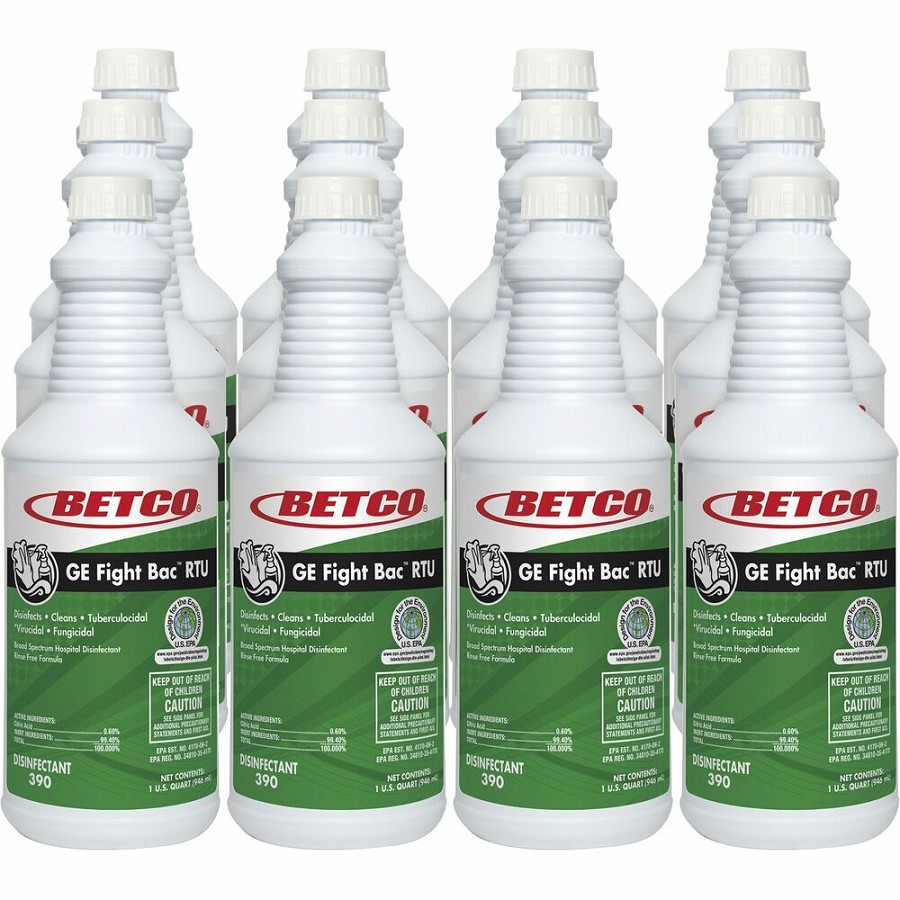 Betco GE Fight Bac RTU Disinfectant - Ready-To-Use - 32 fl oz (1 quart) - Fresh Scent - Rinse-free, Non-irritating - Clear - 12 / Carton 