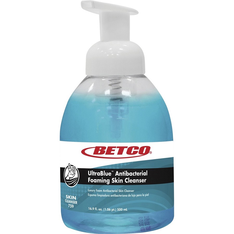 Betco Ultra Blue Antibacterial Skin Cleanser - Foam - 16.91 fl oz - Clean Ocean - Applicable on Hand - Skin - Anti-bacterial, Non-irritating, Moisturising Pump Bottle - 1 Each 