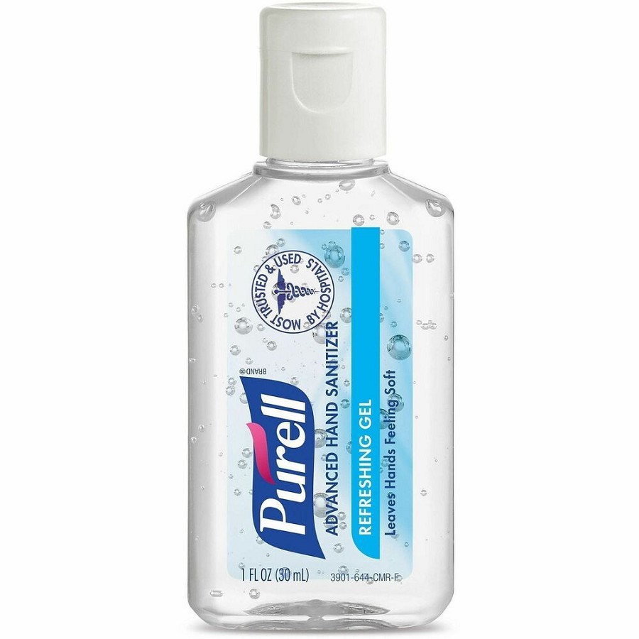 PURELL Advanced Hand Sanitizer Gel - 1 fl oz - Bottle Dispenser - Kill Germs - Skin, Hand - Clear - 72 / Carton 