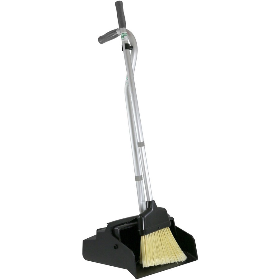 Unger SmartColor Telescopic Ergo Dustpan Set - 10' Aluminum Handle - Plastic - Gray - 1 Each 