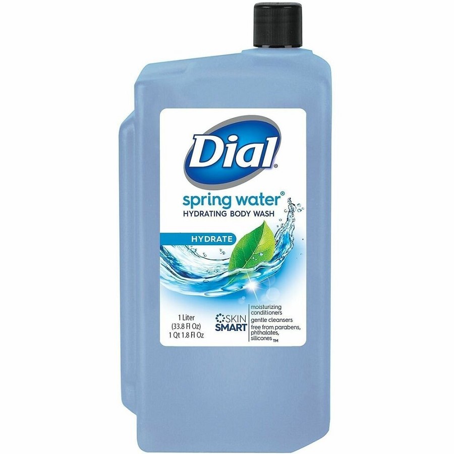 Dial Professional Spring Body Wash Dispenser Refill - Spring Water Scent - 1.06 quart - Bacteria Remover - Body - Moisturizing - Antibacterial - Blue - Residue-free - 8 / Carton 