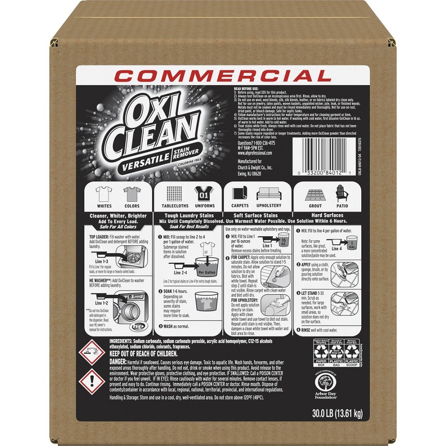 OxiClean Versatile Stain Remover - 480 oz (30 lb) - Versatile, Chlorine-free, Color Safe - White - 1 Each 