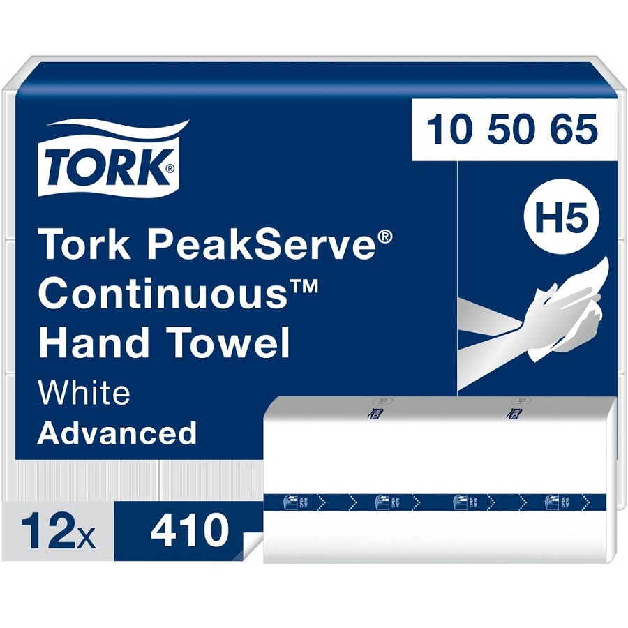 TORK PeakServe Continuous Paper Hand Towels - 7.91' Width x 8.85' Length - White - Paper - 410/Pack - 12 / Carton 