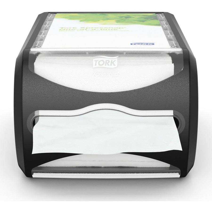 TORK Xpressnap Counter Napkin Dispenser Black N4 - 5.7' Height x 7.5' Width x 12.1' Depth - Plastic - Licorice - Hygienic, Durable, Easy to Clean, Window - 1 Each 