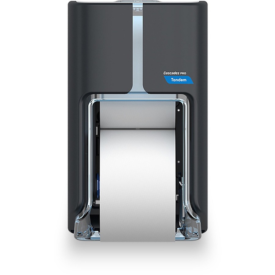 Cascades PRO Tandem DHC Bath Tissue Dispenser - Touchless Dispenser - 2220 x Sheet - 12' Height x 6.6' Width x 7' Depth - Dark Gray - Hygienic, Jam-free, Key Lock - 1 Each 