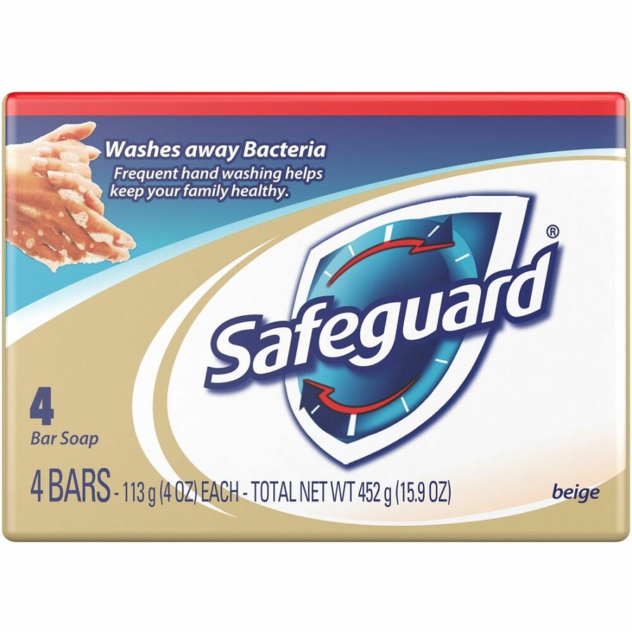 Safeguard Deodorant Bar Soap - 4 oz - Bath, Skin - Clear - 4/Pack - 12 / Carton 