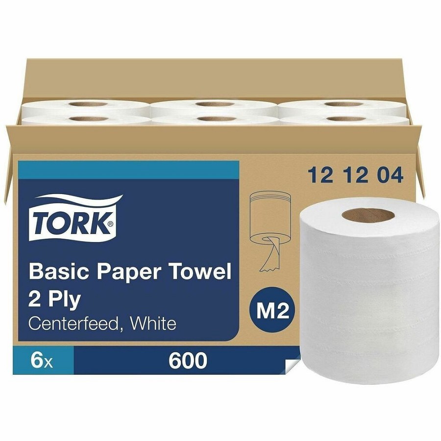 TORK Soft Centerfeed Hand Towel White M2 - 2 Ply11.80' Length - 600 Sheets/Roll - 7.70' Roll Diameter - 2 29/32' Core - White - Fiber - 6 / Carton 