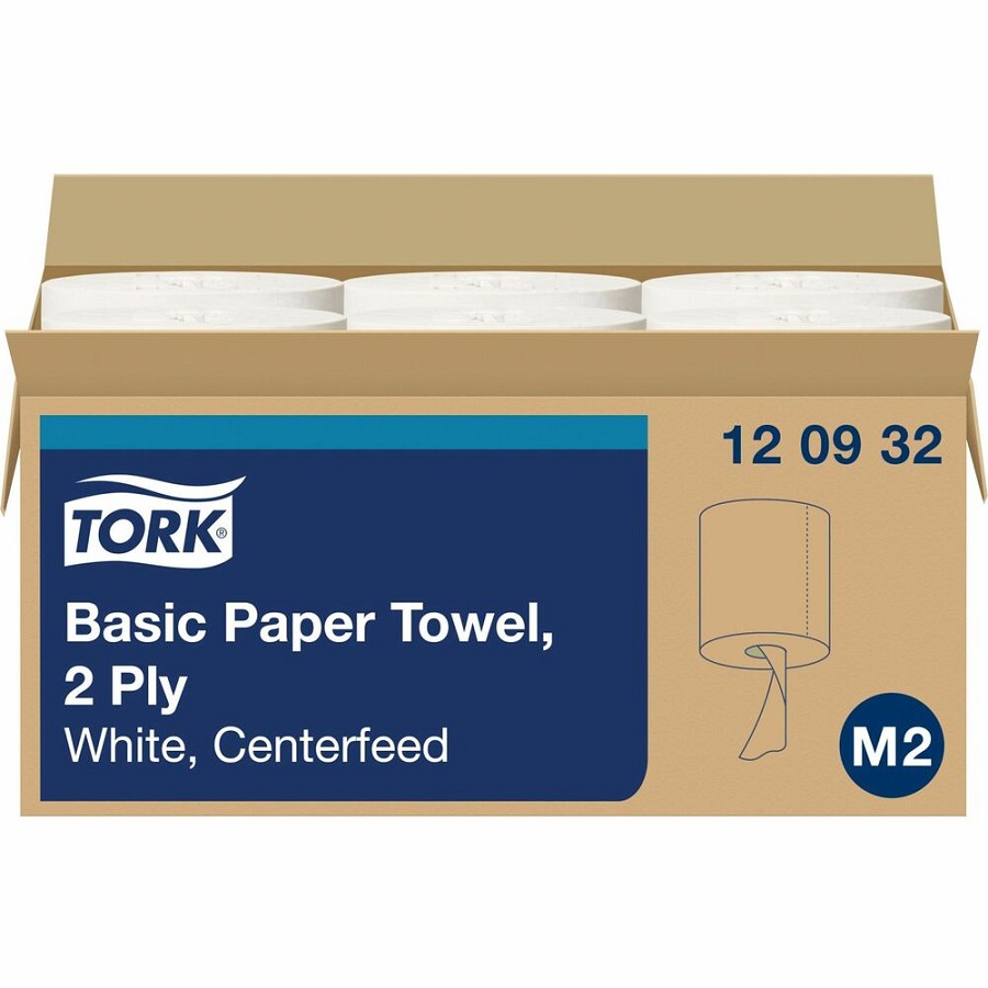 TORK Centerfeed Paper Towel White M2 - 2 Ply11.82' Length - 600 Sheets/Roll - 7.80' Roll Diameter - 2 29/32' Core - White - Fiber - 6 / Carton 