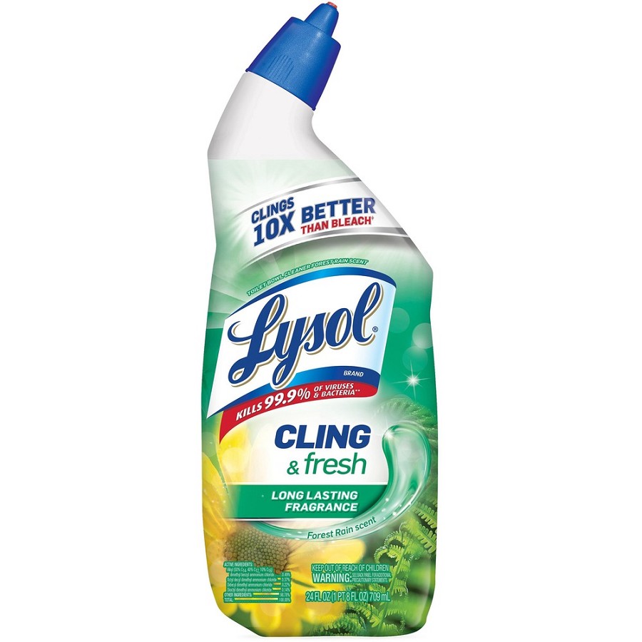 Lysol Toilet Bowl Cleaner - 24 oz (1.50 lb) - Forest Rain Scent - Disinfectant - Blue Squeeze Bottle - 1 Each 