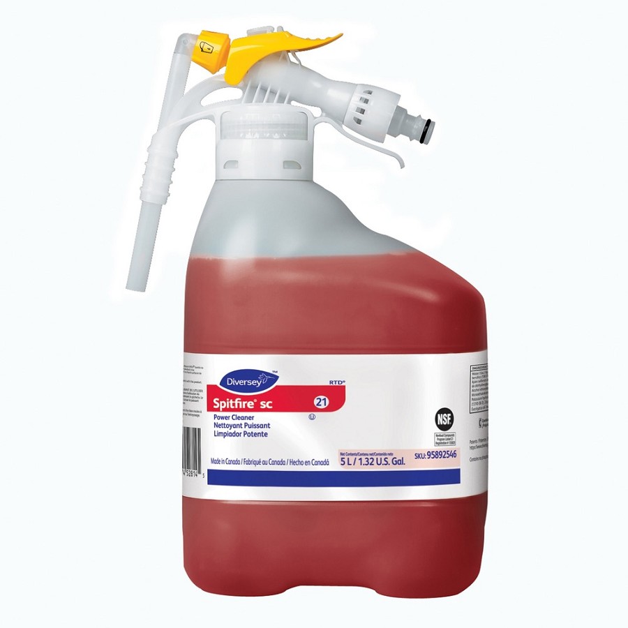 Diversey Spitfire SC Power Cleaner - Ready-To-Use - 169.1 fl oz (5.3 quart) - Fresh Pine Scent - Kosher, Heavy Duty, Rinse-free, Residue-free - Red - 1 Carton 