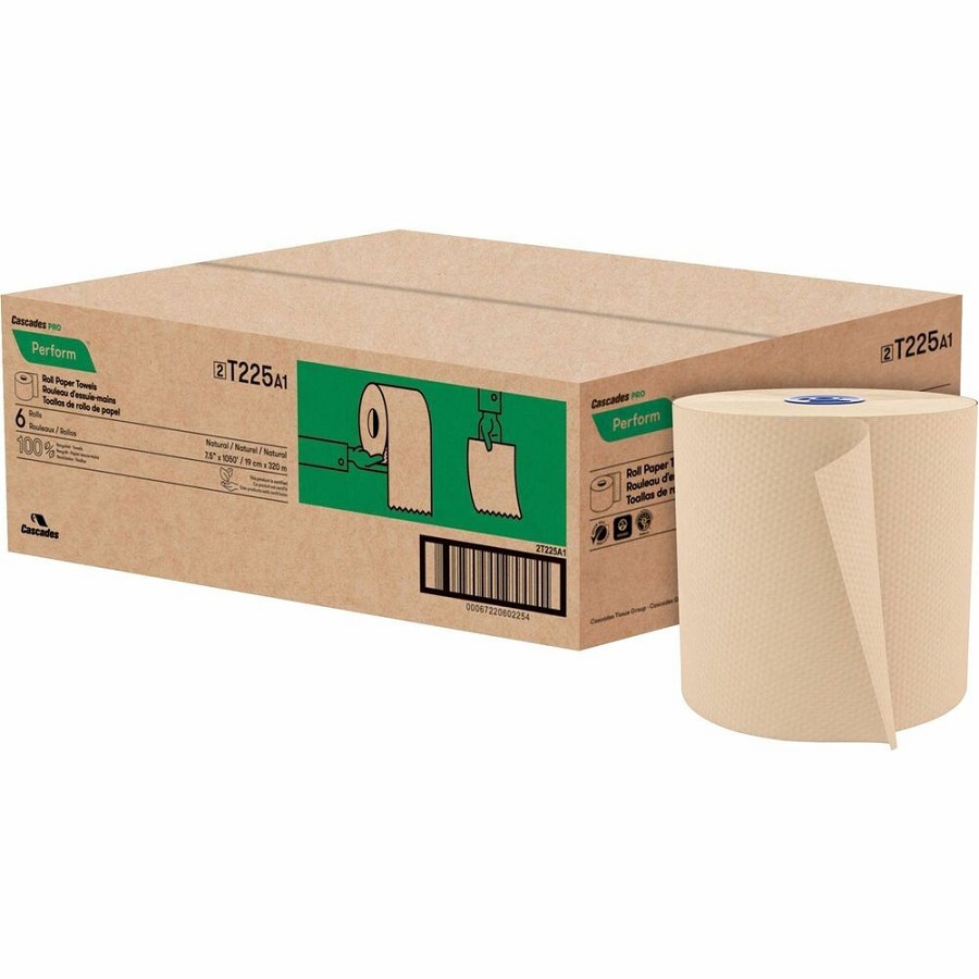 Cascades PRO Perform Roll Towels for Tandem, 1050' - 1 Ply - 7.50' Width x 1050 ft Length - Natural - 6 / Carton 