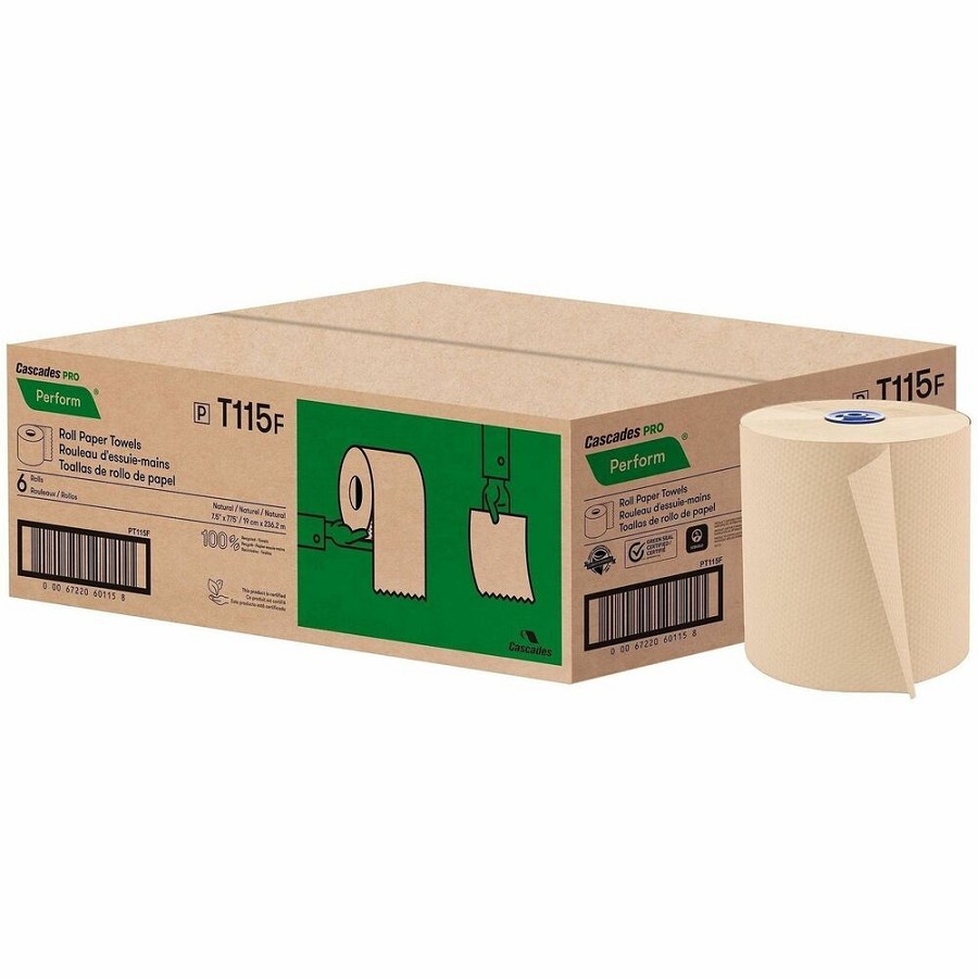 Cascades PRO Roll Towels for Tandem, 775' - 1 Ply - 7.50' Width x 775 ft Length - Natural - 6 / Carton 