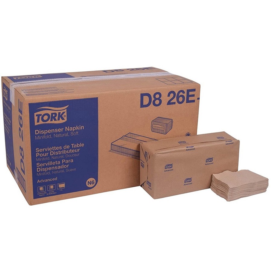 TORK Advanced Soft Minifold Dispenser Napkin - 1 Ply - 13' Width x 12' Length - Natural - Fiber - 500/Pack - 12 / Carton 