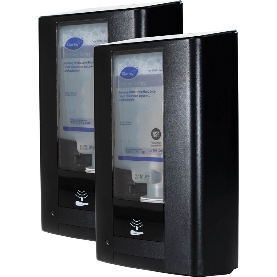 Diversey IntelliCare Hybrid Dispenser - Automatic/Manual - 1.37 quart Capacity - Durable, Lockable, Site Window, Tamper Resistant, Scratch Resistant, UV Resistant, Refillable - Black - 2 / Carton 