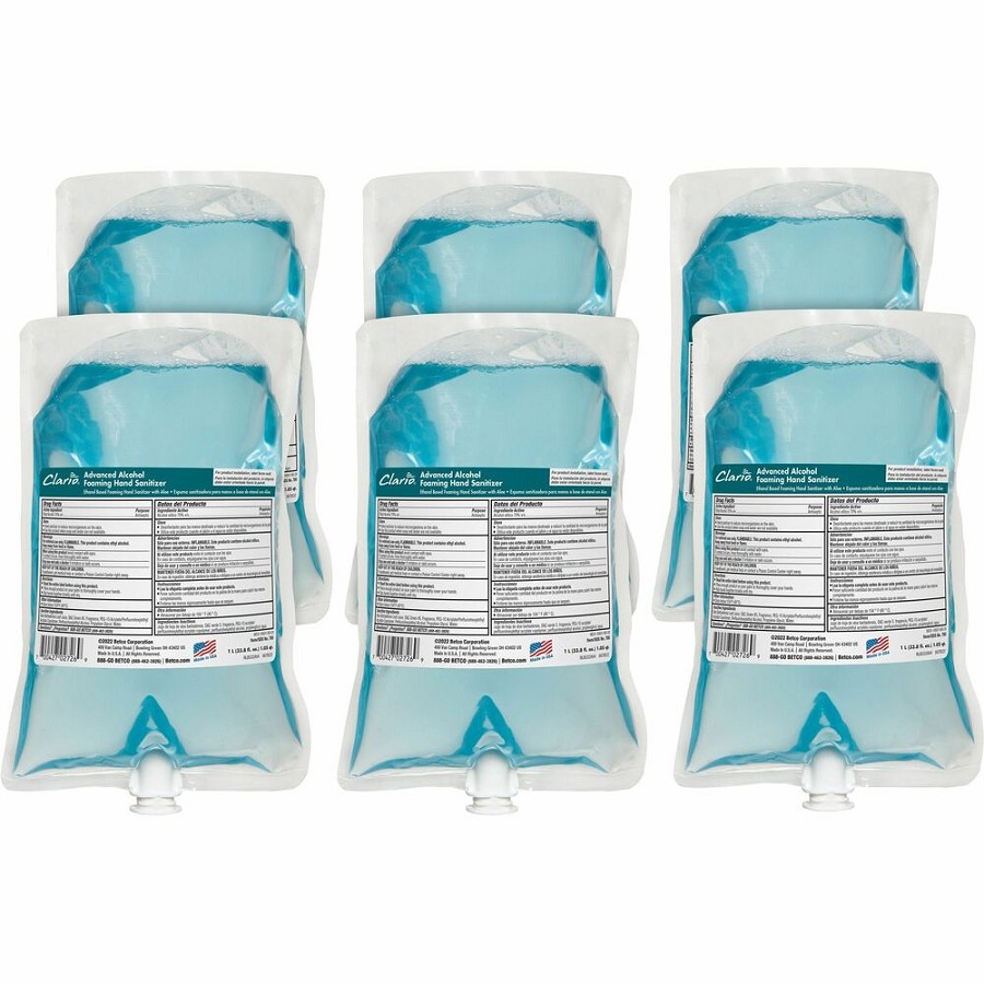 Betco Clario Hand Sanitizer Foam Refill - Citrus Scent - 1.06 quart - Kill Germs - Hand - Moisturizing - Light Blue - Residue-free, Anti-irritant, Non-drying, Non-sticky - 6 / Carton 