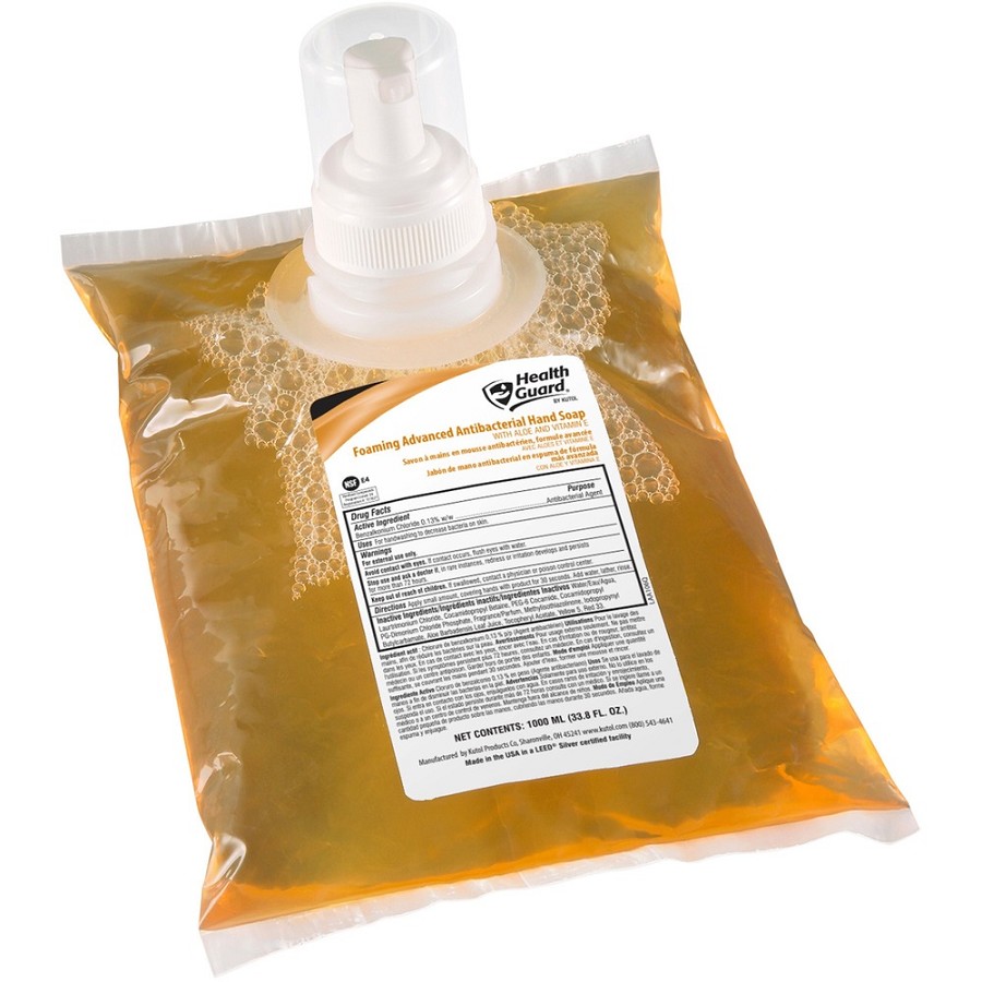 Health Guard Foam Antibacterial Soap - Citrus Spice Scent - 1.06 quart - Kill Germs, Soil Remover - Skin, Hand - Antibacterial - Amber - Triclosan-free - 6 / Carton 