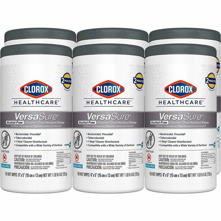 Clorox Healthcare VersaSure Disinfectant Wipes - For Commercial, Medical Equipment, Hard Surface, Nonporous Surface - Ready-To-Use - 5' Length x 6' Width - Recommended For: Bacteria Remover, Virus Remover, Soil Remover, Blood Remover - Strong, Durable, Al 