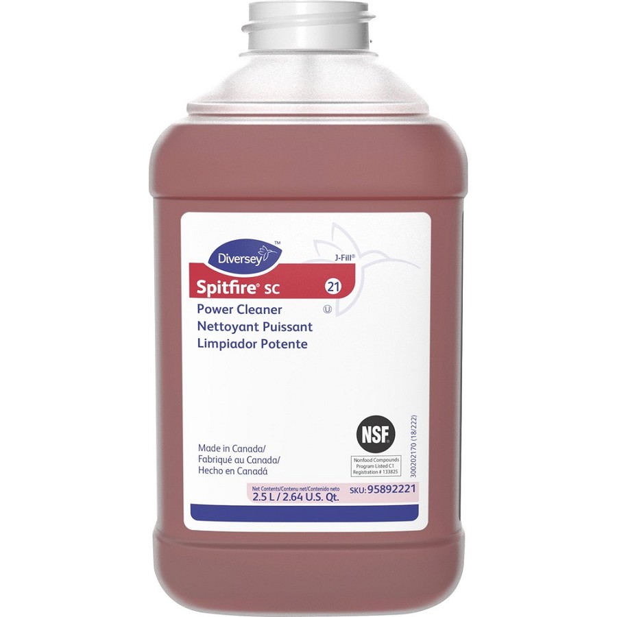 Diversey Spitfire SC Power Cleaner - Ready-To-Use - 169.1 fl oz (5.3 quart) - Pine Scent - Rinse-free, Residue-free, Streak-free, No-mess, Heavy Duty, Kosher - Red Bottle - 2 / Carton 