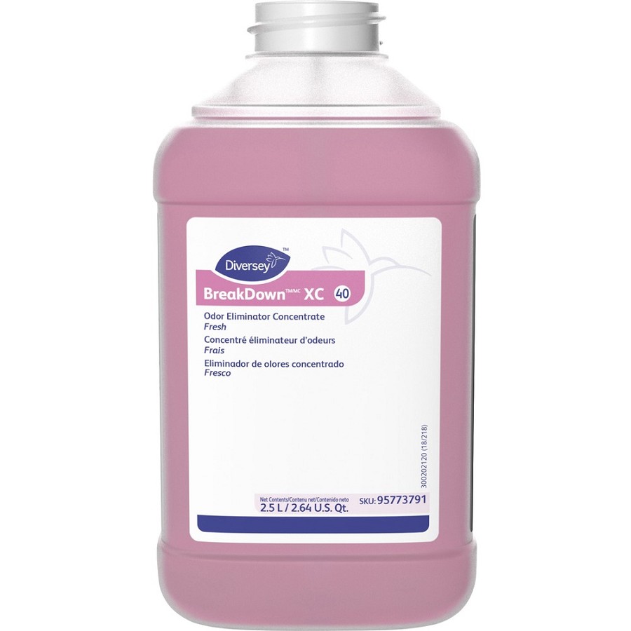 Diversey BreakDown XC Odor Eliminator/Cleaner - Concentrate - 84.5 fl oz (2.6 quart) - Fresh Scent - No-mess, Enzyme-free - Red Bottle - 2 / Carton 