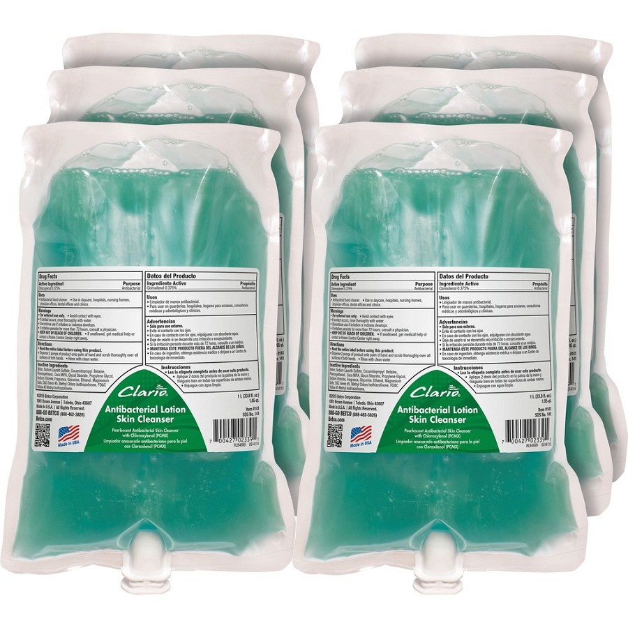 Betco Clario Dispenser Refills - Lotion - 1.06 quart - Tropical Hibiscus - Applicable on Hand - Skin - Anti-bacterial, Moisturising, Residue-free, Dirt Resistant - 6 / Carton 
