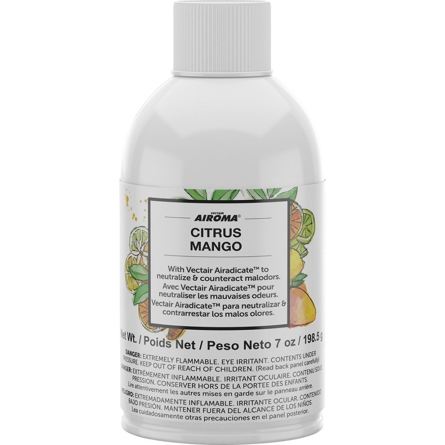 Vectair Systems Airoma Dispenser Fragrance Refill - Aerosol - 6000 ft³ - Citrus Mango - 60 Day - Odor Neutralizer - 12 / Carton 