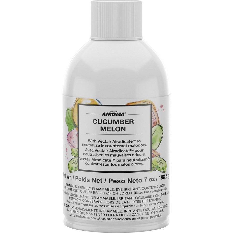 Vectair Systems Airoma Dispenser Fragrance Refill - Aerosol - 6000 ft³ - Cucumber & Melon - 60 Day - Odor Neutralizer - 12 / Carton 