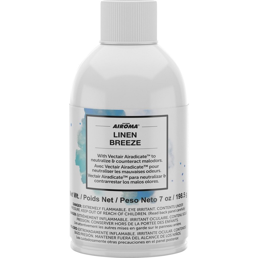 Vectair Systems Airoma Dispenser Fragrance Refill - Aerosol - 6000 ft³ - Linen Breeze - 60 Day - Odor Neutralizer - 12 / Carton 