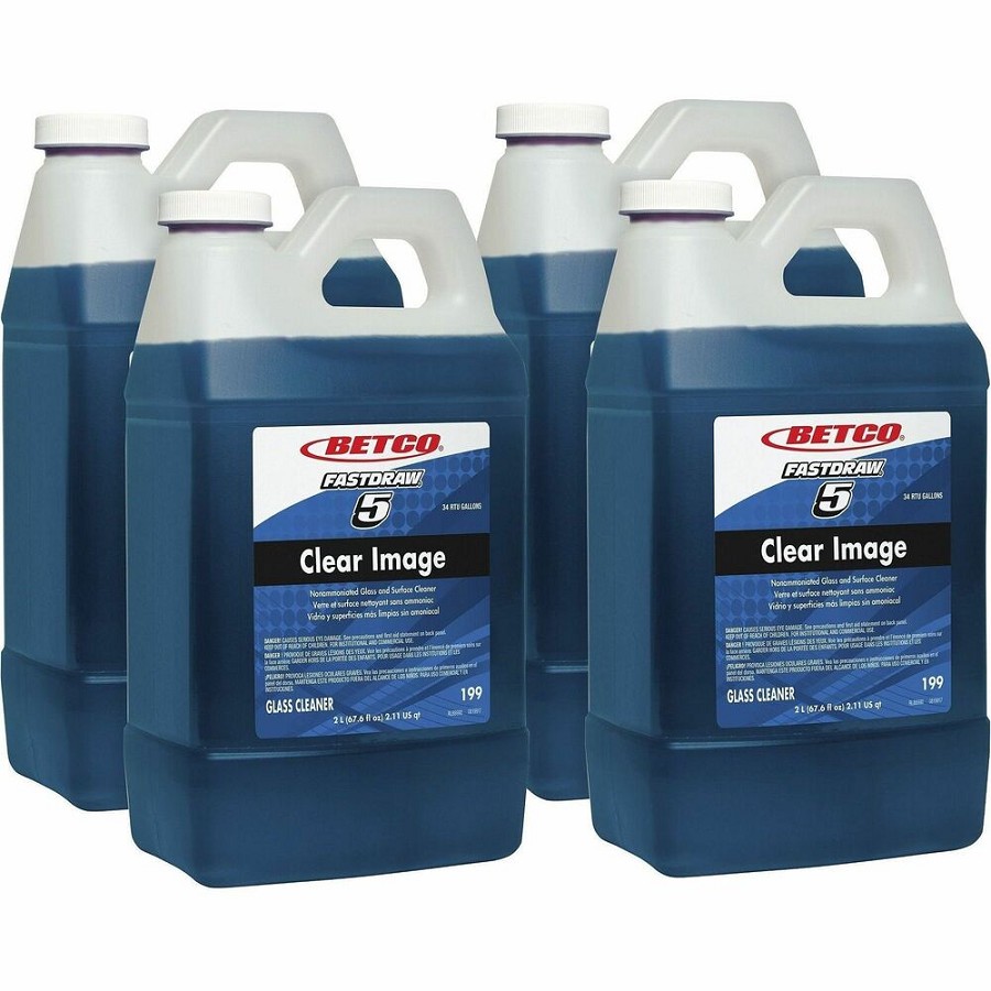 Betco Clear Image FastDraw 5 Glass Cleaner - Concentrate - Liquid - 67.6 fl oz (2.1 quart) - 7 to 10.5 pH - Rain Fresh Scent - Recommended For: Smudge Remover, Fingerprint Remover, Residue Remover, Soil Remover, Grease Remover - Non-streaking, Fog-free, N 