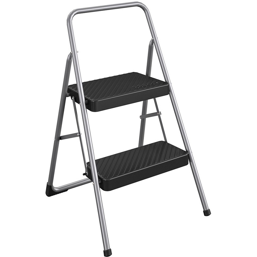 Cosco 2-Step Household Folding Step Stool - 2 Step - 200 lb Load Capacity - 17.3' Width x 18' Depth x 28.1' Height - Gray - 1 Each 