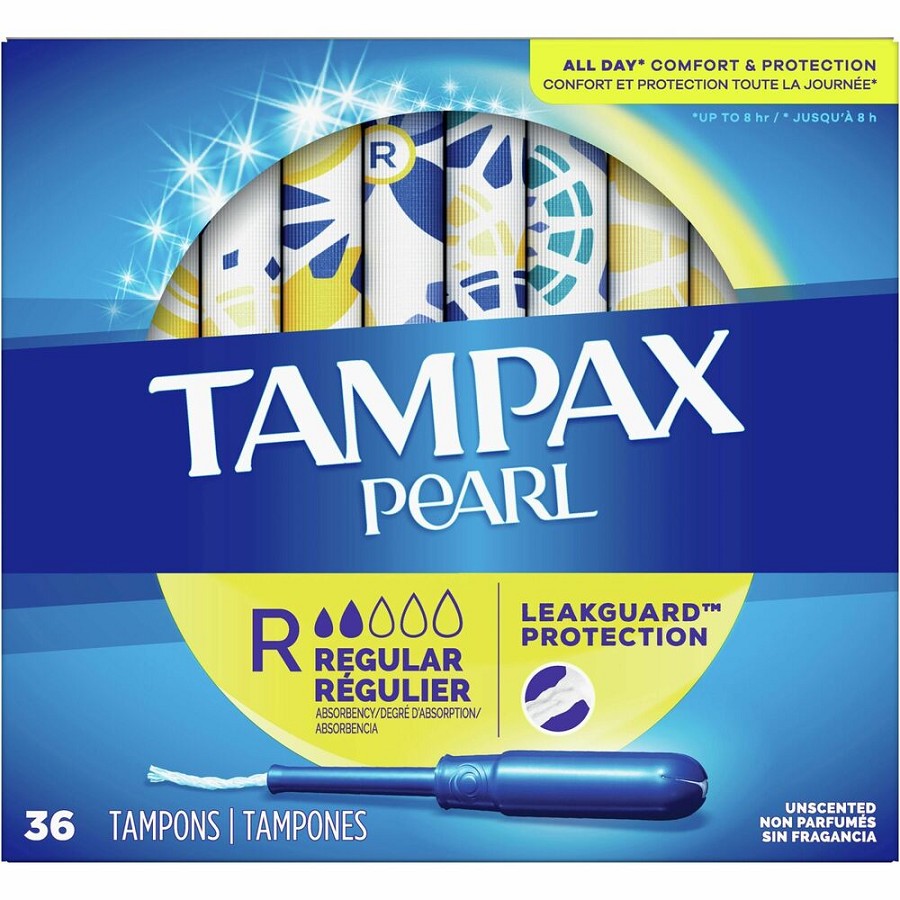 Tampax Pearl Regular Tampons - Regular - Plastic Applicator - Anti-leak, Comfortable, Unscented - 36/Box - 12 / Carton 