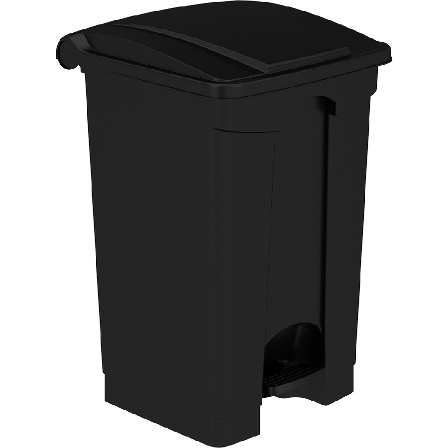 Safco Plastic Step-on Waste Receptacle - 12 gal Capacity - Foot Pedal, Lightweight - 23.8' Height x 15.7' Width x 16' Depth - Plastic - Black - 1 Carton 