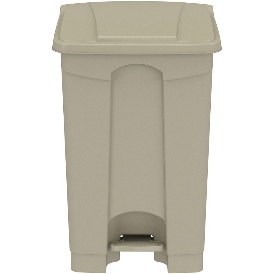 Safco Plastic Step-on Waste Receptacle - 12 gal Capacity - Foot Pedal, Lightweight, Easy to Clean - 23.8' Height x 15.7' Width x 16' Depth - Plastic - Tan - 1 Carton 