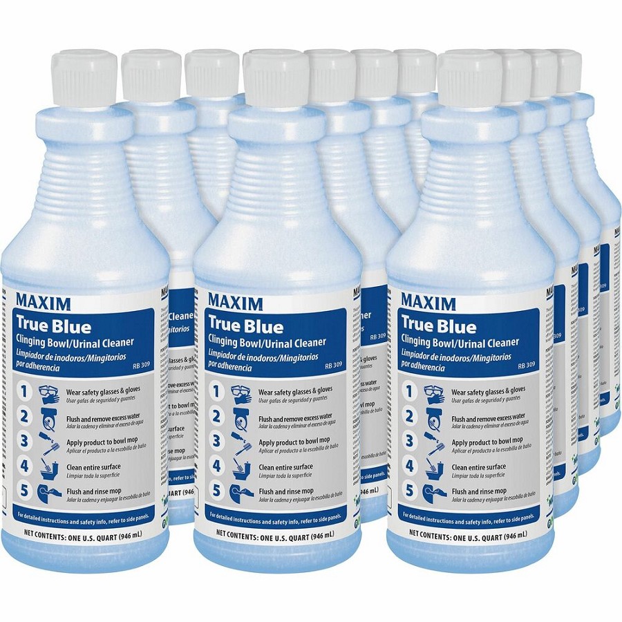 Midlab True Blue Clinging Bowl Cleaner - Ready-To-Use - 32 fl oz (1 quart) - Mint Scent - Scrub-free, Fume-free - Dark Blue - 12 / Carton 