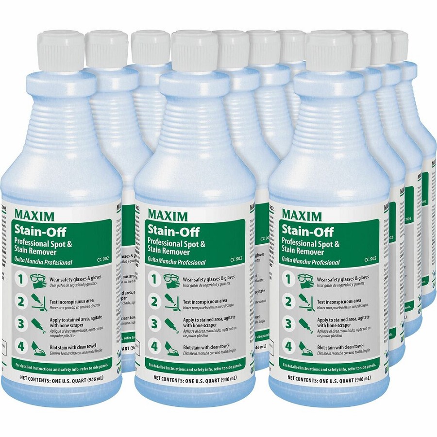 Midlab Stain-Off Professional Spot/Stain Remover - Ready-To-Use - 32 fl oz (1 quart) - Odorless, Water Based, Oil Based, Anti-resoiling, Fast Acting - Blue - 12 / Carton 