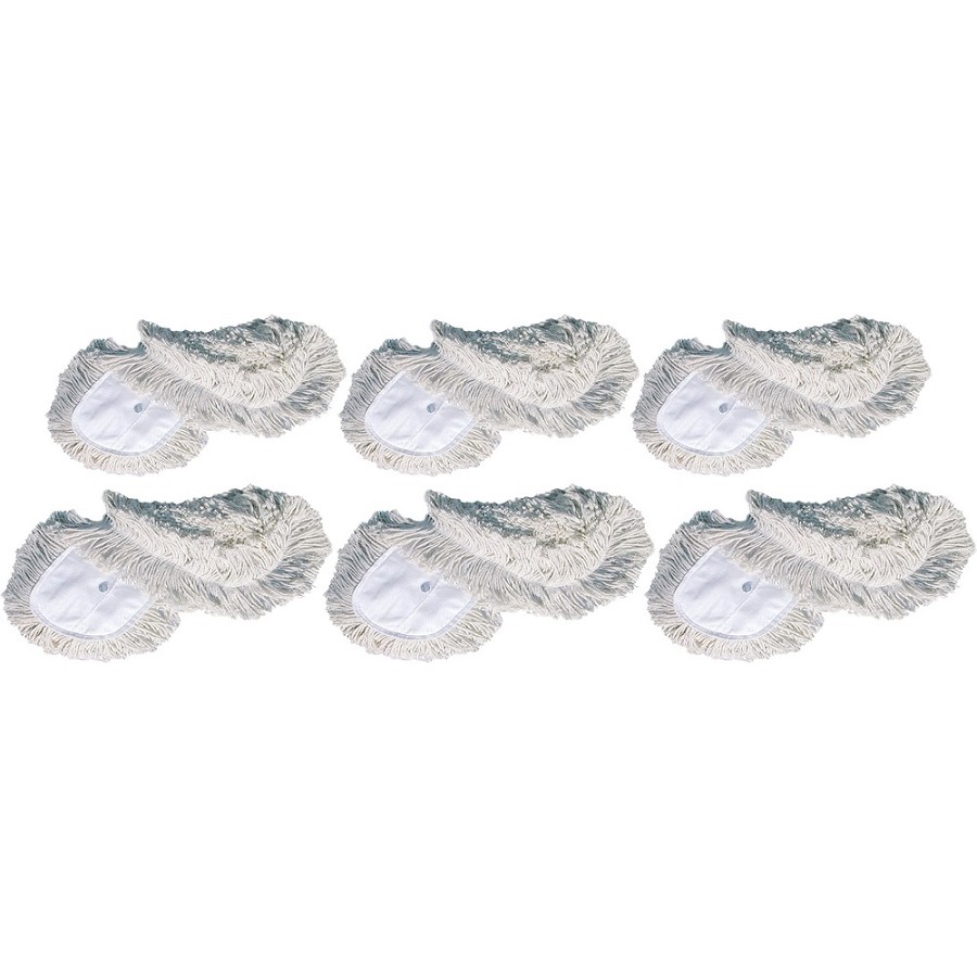 Genuine Joe Dust Mop Head Refill - 60' Width x 5' Depth - Yarn, Cotton, Synthetic - White - 6 / Carton 