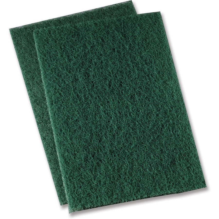 Genuine Joe Heavy-duty Scouring Pad - 9.7' Width x 6.9' Depth - 15 / Carton - Polyester Blend - Green 