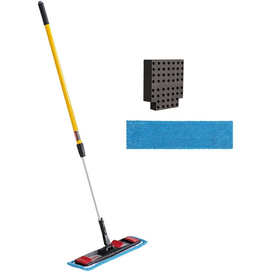 Rubbermaid Commercial Adaptable Flat Mop Kit - Black - 1 Each 