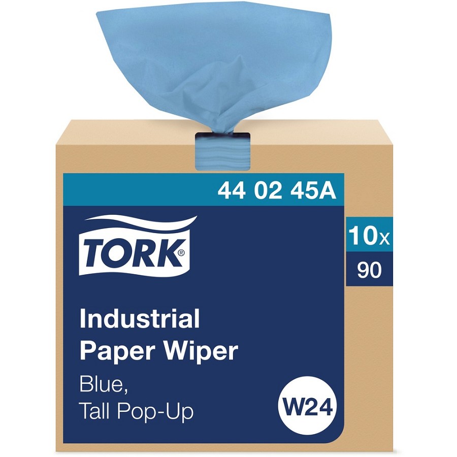 TORK Industrial Paper Wipers - 4 Ply - 3.35' Width x 6.50' Length - Blue - Paper, Fiber - 10 / Carton 