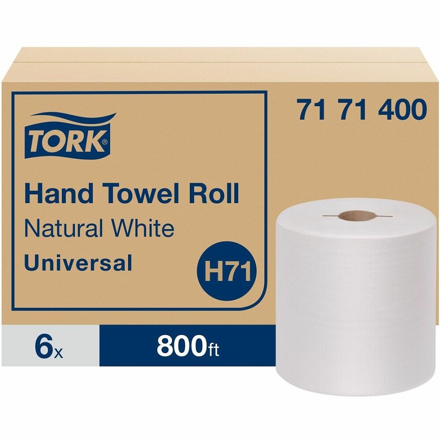 TORK Paper Hand Towel Roll Natural White H71 - 1 Ply - Trifold - 7.80' Roll Diameter - 1 15/16' Core - Natural White - Fiber, Paper - 6 / Carton 
