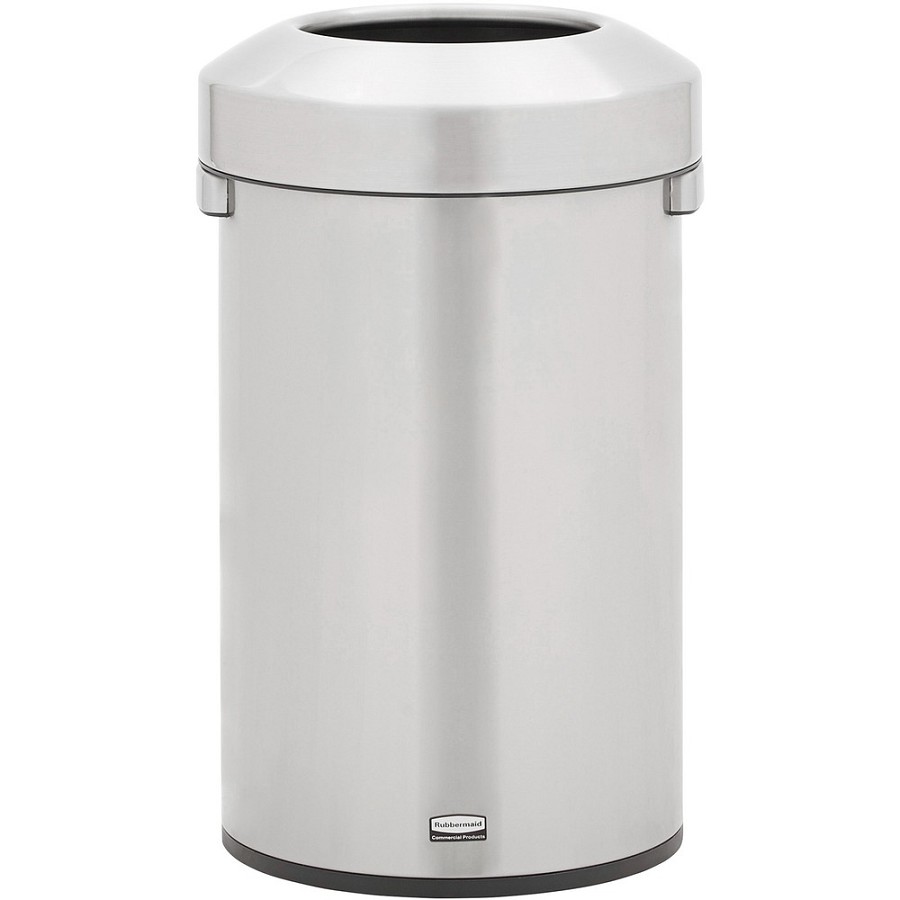 Rubbermaid Commercial Refine Waste Container - 16 gal Capacity - Round - Ergonomic Handle, Non-skid, Fingerprint Resistant, Durable - 26.3' Height x 15.9' Width - Metal - Stainless Steel - 1 Each 